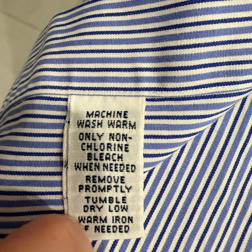 Polo Ralph Lauren Button Down Shirt 17.5 34/35 Blue White Striped Regent Classic